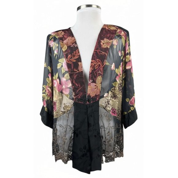 Spencer Alexis Floral Embroidered Cardigan Top Plus Size 2X Boho Fairy Artsy - Picture 15 of 15